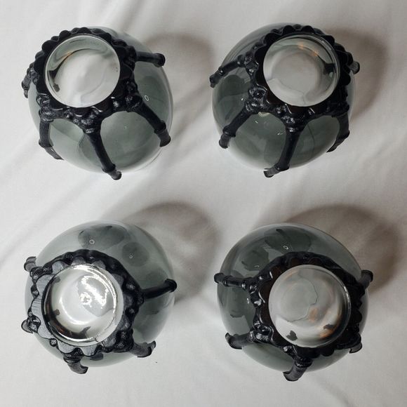 Gothic SKELETON Hand Stemless Wine Glasses Smoked Ombre to Black 19 oz NEW Set 4 - Picture 9 of 10